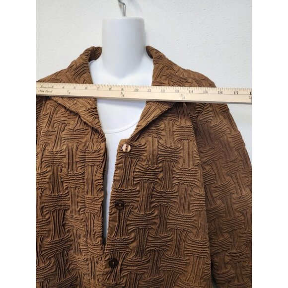 Great Cavalier Blazer Jacket Women Large Brown Button Texture Print Vintage - Picture 6 of 9